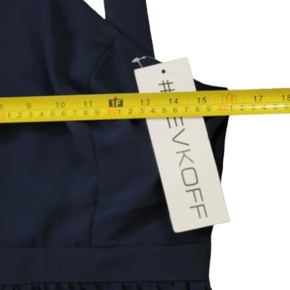 🆑️CLEARANCE Bill Levkoff Formal Maxi Dress Navy Blue Cross-Strap Size 10 Sample - Picture 5 of 12